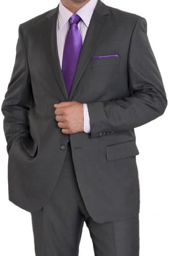 Angelo Rossi Men's Solid 2 Button Modern Fit Suit 44XL Charcoal