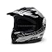 TMS Youth Kids Black Silver Skull Flame Motocross Helmet with Goggles and Gloves (Large)