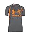 Under Armour Boys' HeatGear Armour Up Digi Fitted Short Sleeve Shirt, Graphite (040)/Traffic Cone Orange, Youth Large