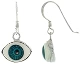 Sterling Silver Blue Eyeball Earrings 3/8 (11mm)