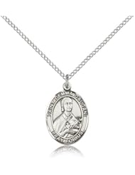 Free Engraving Included Medal- Sterling Silver St. Saint Gemma Galgani Pendant 3/4" 8130SS--w/18" Chain & Box Patron Saint of Pharmacists