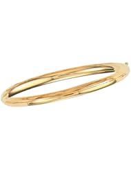 14k Solid Yellow Gold Shiny Bangle Bracelet 5mm 8"