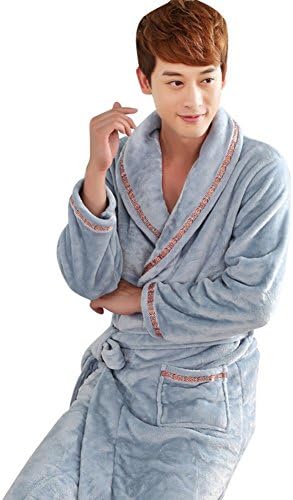Warmjama Mens Couples Matching Thermal Bathrobe Flannel Robe XL Blue