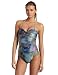 Majestic Swim Women's Esther One-Piece Printed Swimsuit, Multi Aqua Cheetah Print, Medium