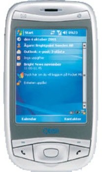 Qtek 9100 - Windows Mobile 5.0 - OMAP850 200 MHz - RAM: 64 MB - ROM: 128 MB 2.8" TFT ( 240 x 320 ) - camera - IrDA, Bluetooth, 802.11b - GSM 850/900/1800/1900