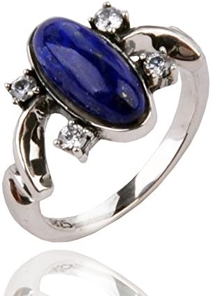 YIXUAN BEAUTYSilver Plated Cubic Zirconia Blue Stone Vampire Diaries Elena's Daylight Women Band Ring,925