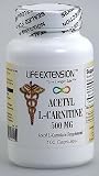Life Extension Acetyl-L-Carnitine, 500 Mg, (Acetyl-L-Carnitine (ALC) Is a Natural Nutrient Supplement Recognized As a Powerful Cognition Enhancer Helping to Combat Depression and Produce Energy in the Cells) Caps 100's