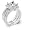 White Gold Rhodium Bonded Bridal Set Rings with a Prong Set 1.75ct Princess Cut Clear CZ Framed with a Bezel Set Round Cut Clear CZ on Each Side and Channel Set Small Round Cut Clear CZ with a Double Band of a Single Row of Small Round Cut Clear CZ with a
