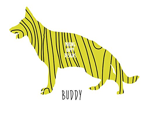 German Shepherd Print Personalized In Lime &amp; Black Contemporary Woodgrain Pattern 8 x 10