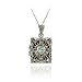Sterling Silver Marcasite & Genuine Blue Topaz Heart Book Locket
