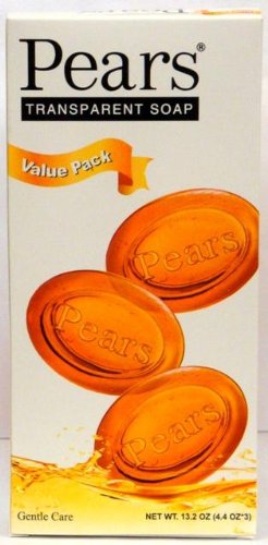 Pears Natural Glycerine the Original Transparent Soap - 4.4 Oz 3 in a Pack (Pack of 4) 12 Bars Total