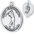 Sterling Silver Saint Christopher Ladies-Girls Golf Medal and 18-inch Chain