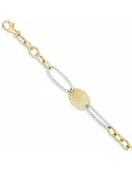 Genuine 14K Two-Tone Two Tone Polished Fancy Link Bracelet 7.5 Inches 3 Grams Of Gold 100% Satisfaction Guaranteed.