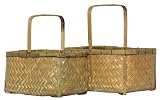 Natural Hand Woven Split Bamboo Nested Rectangle Baskets Set of Two - Large=15" x 9" x 7"