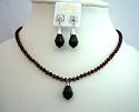 Fashion Jewelry Handcrafted Custom Genuine Crystal Jet & Siam Red Crystal Necklace (BRAND NEW)