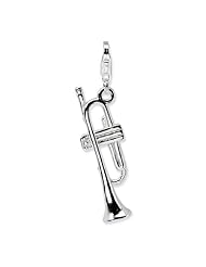 Sterling Silver Polished Trombone w/Lobster Claw Clasp Clasp Charm