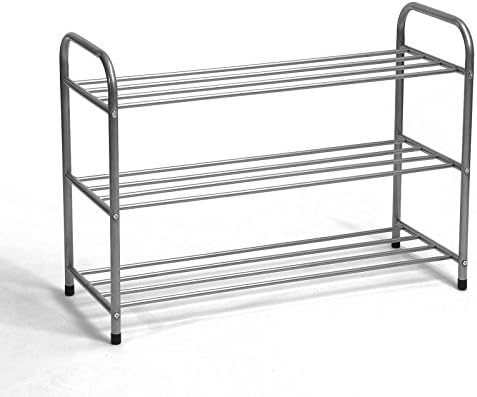 Shoe Rack, VECELO Utility 3 Shelf Shoe Storage Stand ,Portable Metal Storage Shoe Organizer, Durable Shoetree with Metal Cube