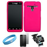 Flexible Hot Pink Silicone Skin Case for T-Mobile LG G2x Smartphone + Clear ....