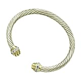 Sterling Silver Cable Bracelet With Gold End