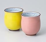 彩釉菊コップ　湯呑（大・小セット）　　【千茶 有田焼】 〔キャッシュバックキャンペーン対象商品〕