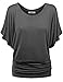 Amstt Womens Pure Color Short Sleeve Boat Neck Dolman Drape Tunics Top