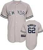 MLB Youth New York Yankees Joba Chamberlain Road Gray Short Sleeve 6 Button Synthetic Replica Baseball Jersey Spring 2011  (Road Gray, Small)