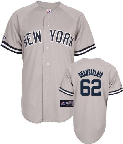 MLB Youth New York Yankees Joba Chamberlain Road Gray Short Sleeve 6 Button Synthetic Replica Baseball Jersey Spring 2011  (Road Gray, Medium)