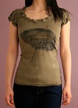 Ruffle Puff T-Shirt with puffy sleeves Loden