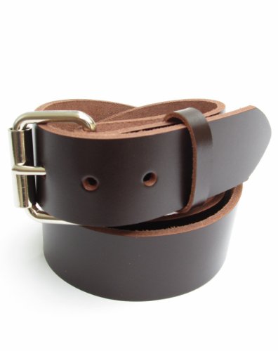 Mens Heavy Duty Dark Chocolate Brown Leather Belt 1 1/2