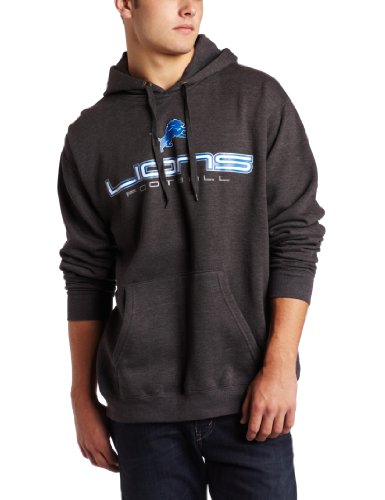 NFL Men's Detroit Lions 1st and Goal IV Adult Long Sleeve Hooded Fleece Pullover (Charcoal Heather, X-Large)