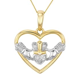 0.02 Carat I3 Diamond Pendant Necklace in 9ct 2-Colour Gold