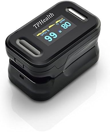TPHealth Sport Finger Pulse Oximeter,Spo2 Monitor with Neck/Wrist Cord,OLED Display,Black