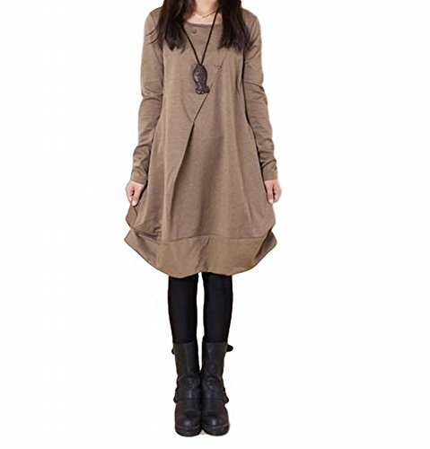 (アピリシェイト）appre-ciate レディース ワンピース チュニック チュニックワンピース 秋冬 服 大きいサイズ 変形 バルーン 着?せ効果 ひざ上 丈 通勤 通学 ふんわり 楽ちん モカ グリーン グレー ブラック (XL, モカ)