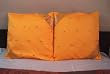 Pair Pumpkin India Sari Cushion Covers / Saree Pillow covers