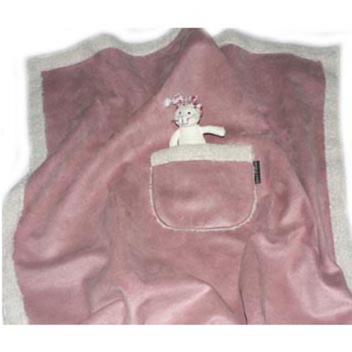 Pink Buggy Blanket In Faux Sheep Skin With White Cat Soft Toy Picture