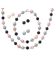 Black, Pink and Grey Freshwater Cultured Pearl Set
