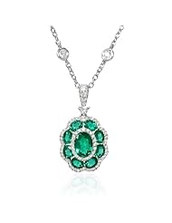 Diamond and Emerald 18k White Gold Pendant