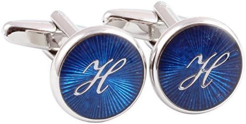 Men's Shirts Cufflinks Alphabet Letter Round Color Silver (H)
