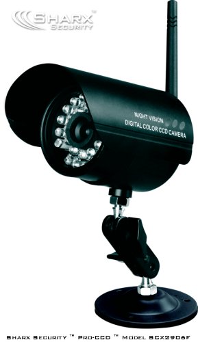 Sharx Security SCX2906F Pro-CCD 2.4 GHz Wireless Color High Resolution Waterproof Security Camera and Receiver Kit with Night Vision and Audio