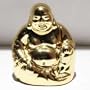 Smiling Zen Buddha Meditation Classic Decorative Tabletop Sculpture in Gold