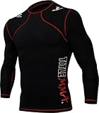 TITLE MMA Quad-Flex Reaper Long Sleeve Rash Guard, Black/Red, X-Large
