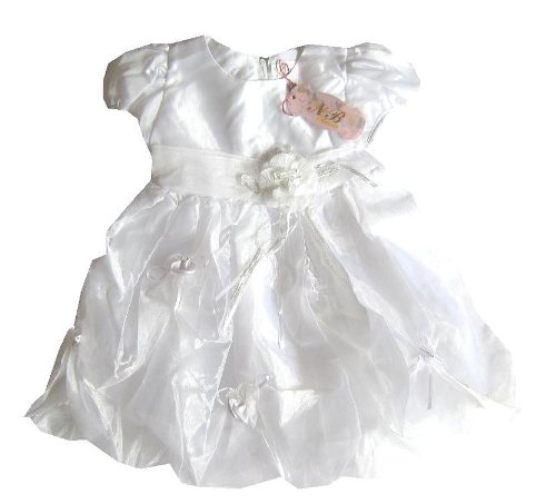 Weisses Taufkleid / Festkleid mit Satinröschen – Gr. 68