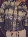 $3090 New JOHN GALLIANO Blue Green Plaid Corset Jacket 8 / 42