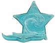 Colorful Recycled Art Glass Large Aqua Blue Star Dish 15 1/2"D, 1 1/2"H