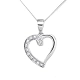 9ct White Gold 0.05ct Diamond Set Heart Pendant & 18 Chain