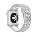 Apple Watch 42mm Nike Sport Band, iMiWell Soft Silicone Quick Release Replacement Strap for Apple iWatch Series 1 Series 2, Apple Watch Nike+ (42mm Medium/Large Gray+White)