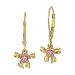 Disney - Pink Sapphire Snow White Bow Earrings in 14k Yellow Gold (.06 ctw)