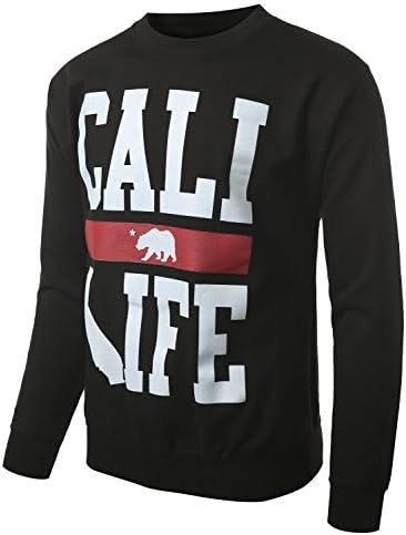 URBANCREWS Mens Hipster Hip Hop California Republic Bear Swearshirt BLACK MEDIUM