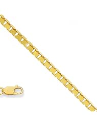 14k Solid Yellow Gold 0.7 mm (1/32 Inch) Box Chain Necklace 16" w/ Lobster Claw Clasp