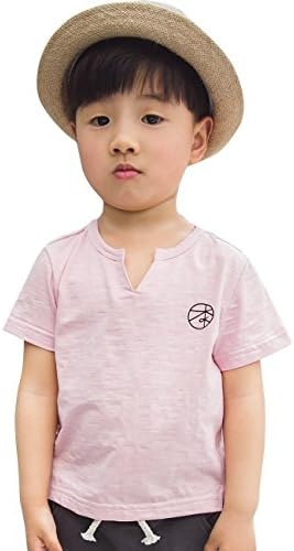 BBXX Little Boys V-neck Solid Color 100% cotton Short Sleeve T-shirt for 2-5 Yrs (100 ( US Size 3T ), pink)